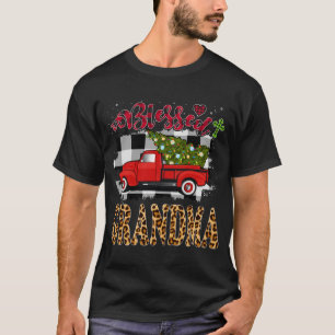 T-shirt Blessé Camion Rouge Plaid Xmas Tree Grand-mère Fam