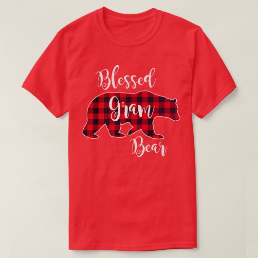 T-shirt Blessé Gram Bear Red Buffalo Check Plaid Fun Gran (Design devant)