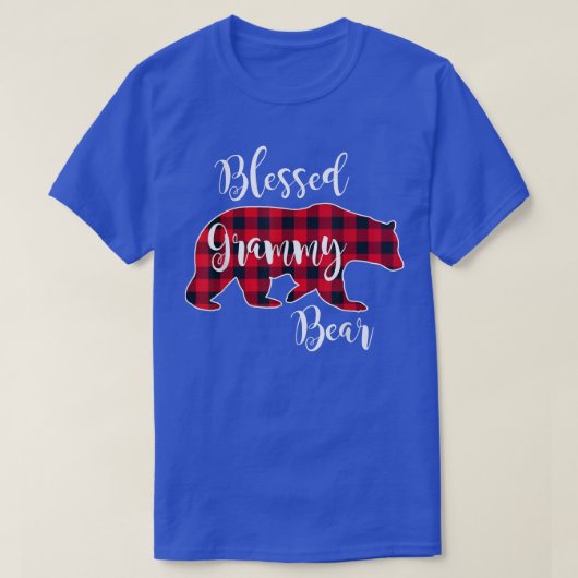 T-shirt Blessé Grammy Ours Rouge Buffalo Check Plaid Fun G (Design devant)