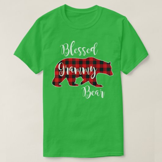 T-shirt Blessé Grammy Ours Rouge Buffalo Check Plaid Fun G (Design devant)