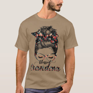 T-shirt Blessé grand-mère Messy Bun Femmes Joyeux Pâques,