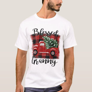 T-shirt Blessé Granny Red Truck Vintage Arbre de Noël