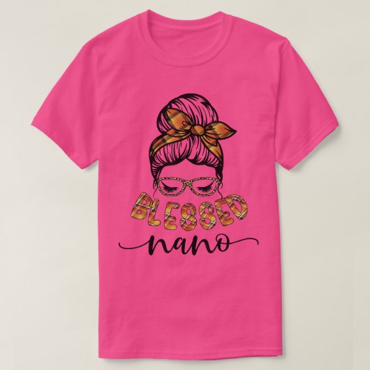 T-shirt Blessé Nano Messy Bun Automne Plaid Bandana Merci (Design devant)