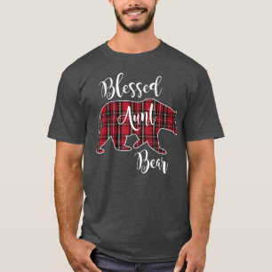 T-shirt Blessé Tante Ours Rouge Tartan Plaid Fun Tante Don