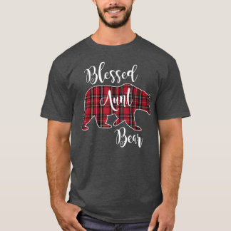 T-shirt Blessé Tante Ours Rouge Tartan Plaid Fun Tante Don