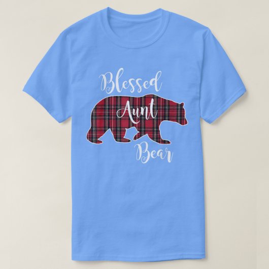T-shirt Blessed Aunt Bear Red Tartan Plaid Fun Auntie Gift (Design devant)