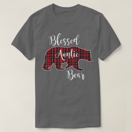 T-shirt Blessed Auntie Bear Red Tartan Plaid Pattern Fun A (Design devant)