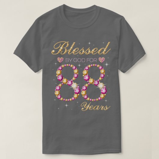 T-shirt Blessed By God For 88 Years Old Birthday Party  (Design devant)