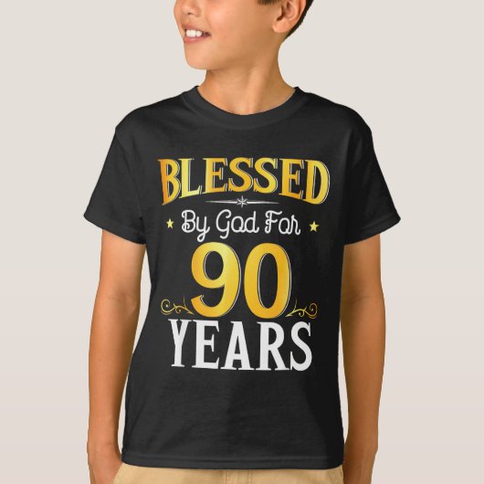 T-shirt Blessed By God For 90 Years 90th Birthday Men Wome (Devant)