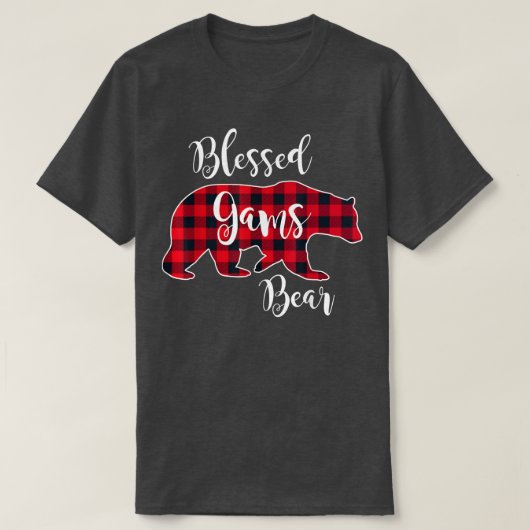 T-shirt Blessed Gams Bear Red Buffalo Check Plaid Fun Gran (Design devant)