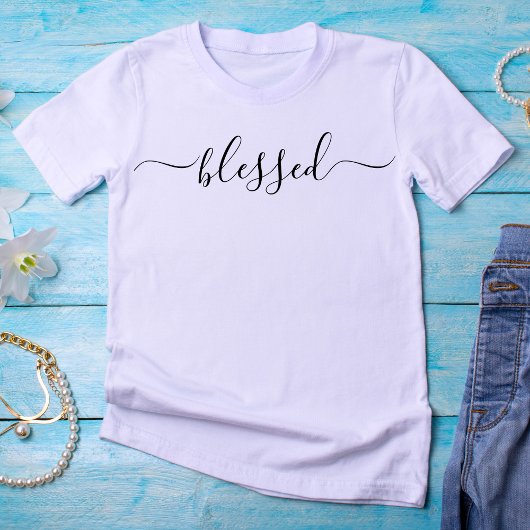 T-shirt Blessed Girly Script