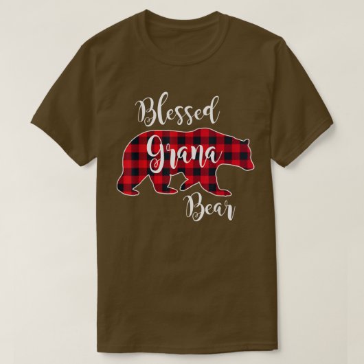 T-shirt Blessed Grana Bear Red Buffalo Check Plaid Fun Gra (Design devant)