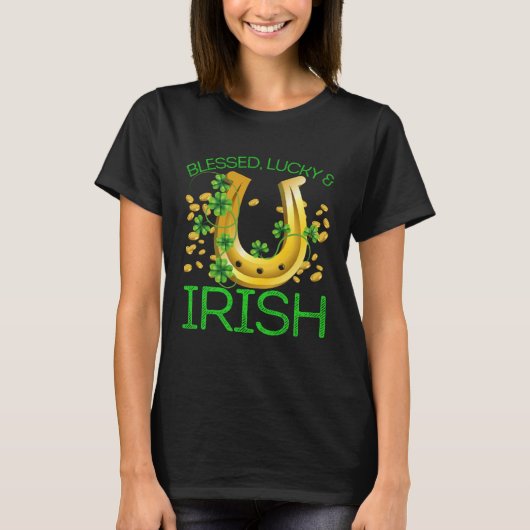 T-shirt Blessed Lucky & Irish Men Women Kids Patricks Day  (Devant)
