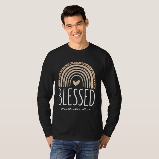 T-shirt Blessed Mama  Leopard Rainbow (Devant entier)