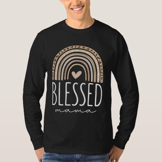 T-shirt Blessed Mama  Leopard Rainbow (Devant)