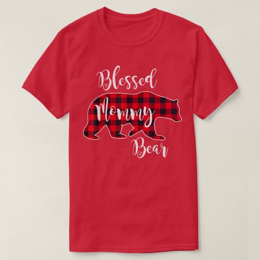 T-shirt Blessed Maman Bear Buffalo Check Plaid Pattern Mam (Design devant)