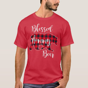 T-shirt Blessed Maman Bear Buffalo Check Plaid Pattern Mam