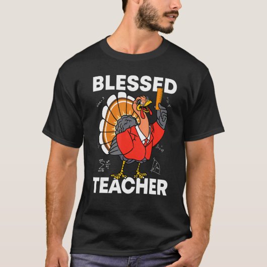 T-shirt Blessed Teacher Turkey Autumn Fall Y'all Thanksgiv (Devant)