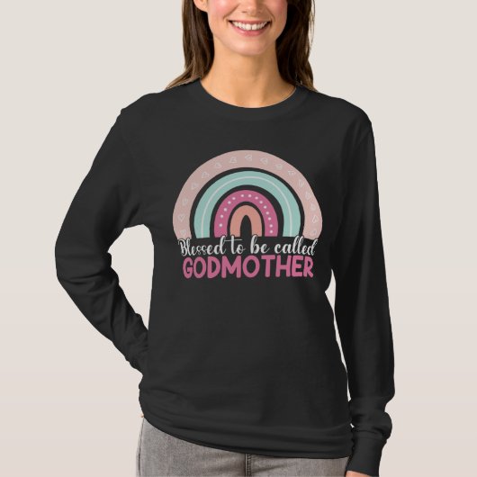 T-shirt Blessed To Be Called Godmother Rainbow Blessed Mom (Devant)