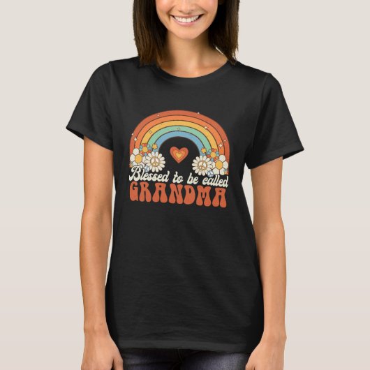 T-shirt Blessed To Be Called Grandma Groovy Rainbow Mother (Devant)