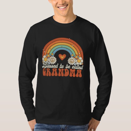 T-shirt Blessed To Be Called Grandma Groovy Rainbow Mother (Devant)
