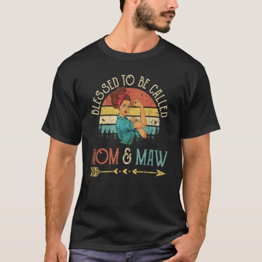 T-shirt Blessed To Be Called Mom & Maw Women Rosie Retro G (Devant)
