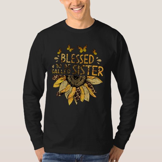 T-shirt Blessed To Be Called Sister Sunflower Leopard (Devant)