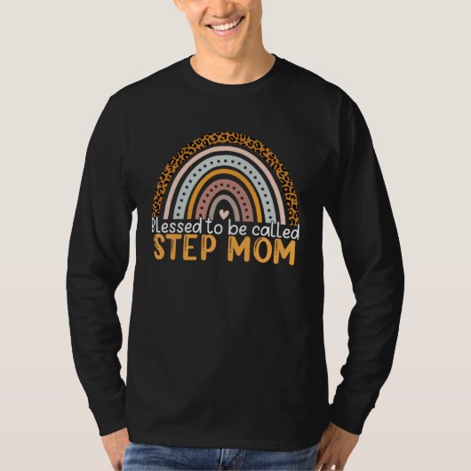 T-shirt Blessed To Be Called Step Mom Leopard Rainbow Step (Devant)