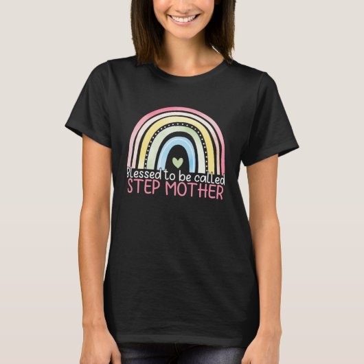 T-shirt Blessed To Be Called Stepmother Rainbow Happy Moth (Devant)