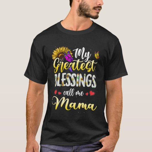 T-shirt Blessings Call Me Mama Butterfly Heart and Themed  (Devant)