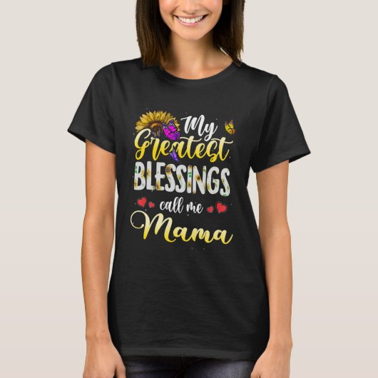 T-shirt Blessings Call Me Mama Butterfly Heart and Themed  (Devant)
