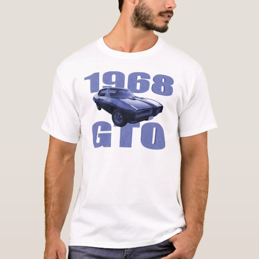 T-shirt Bleu 1968 de Pontiac GTO (Devant)