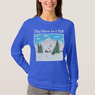 T-Shirt bleu à long feuillage