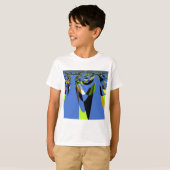 T-shirt Bleu Africain Tribal Motif Motif Art Imprimer (Devant entier)