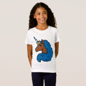T-Shirt Bleu Afro Unicorn (Devant entier)