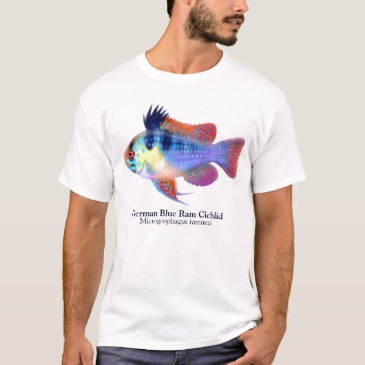 T-shirt bleu allemand de Cichlid de RAM (Devant)