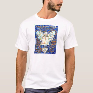 T-shirt Bleu & ; Ange de cancer or - Grand