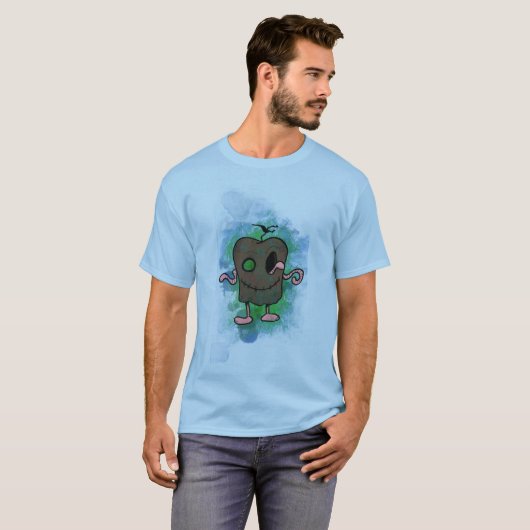 T-shirt Bleu Apple Zombie (Devant entier)