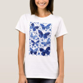 T-shirt bleu Aquarelle papillon (Devant)
