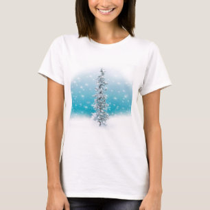 T-shirt Bleu arctique gelé givré argent scintillant vert é