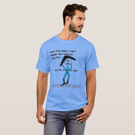 T-shirt Bleu 'Auntie Love' long manches Boomerangé (Devant entier)