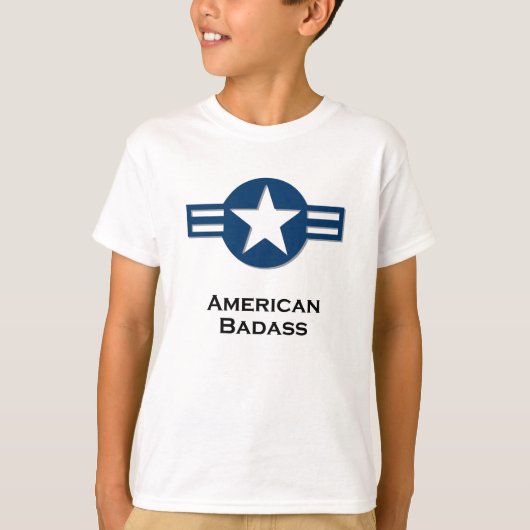 T-shirt bleu Badass américain (Devant)