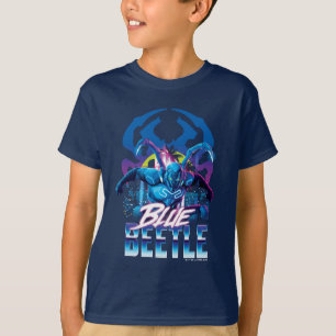 T-shirt Bleu Beetle Rétrowave Ville coucher du soleil