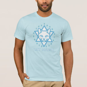T-shirt Bleu Blanc Chat Magique Halloween