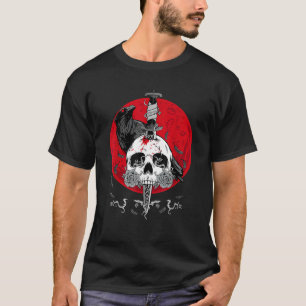 T-shirt Bleu blanc Grave faucheuse Lune rouge Halloween sa