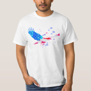 T-shirt Bleu blanc rouge de drapeau d'Eagle Etats-Unis