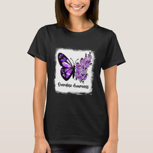 T-shirt Bleu Bleu Papillon pourpre Ruban Overdose Aw (Devant)