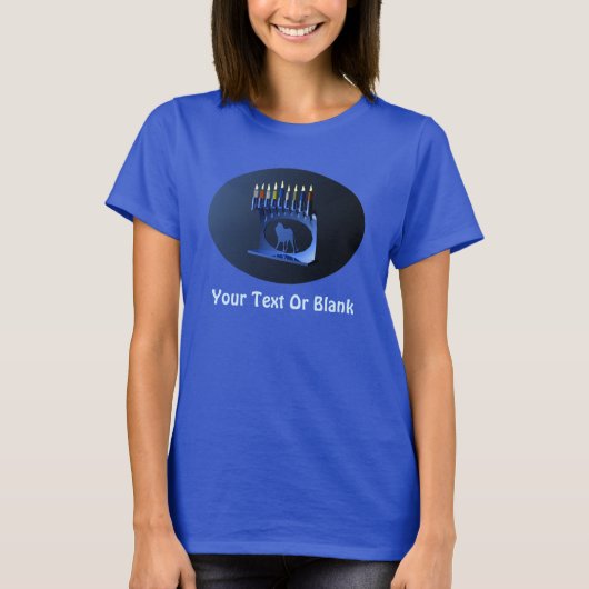 T-shirt Bleu brillant Chanukkah Menorah (Devant)