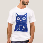 T-shirt bleu chat (Devant)