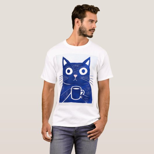 T-shirt bleu chat (Devant entier)